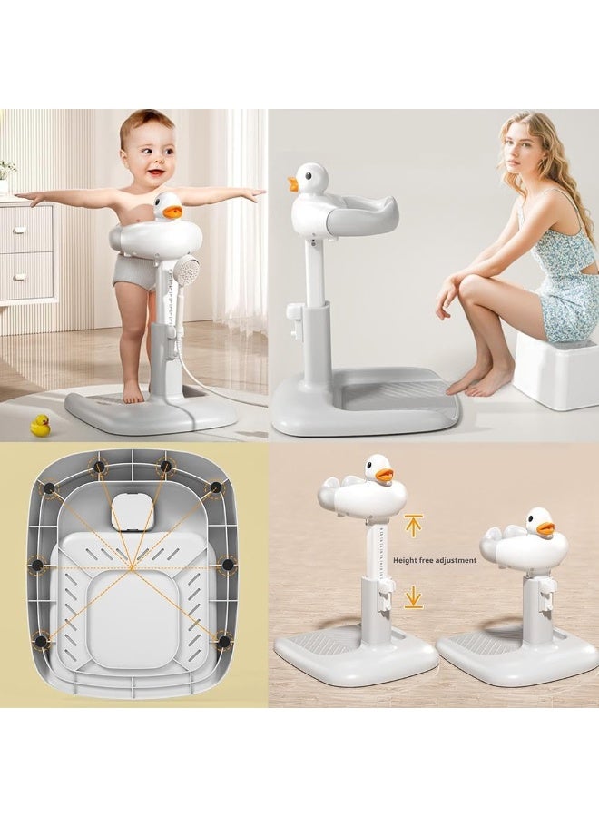 Baby Shower Stand with Support Stool, Baby Bath Adjustable Toddler Shower Stand Shower Standing Support and Anti-Slip, Anti-Dumping, Easy to Clean, Ideal Gift for Infants 6-36 Months - Image 5